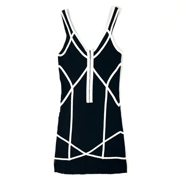 Guess Mirage Colorblock Fringe Bodycon Bandage Dress - Picture 5 of 11
